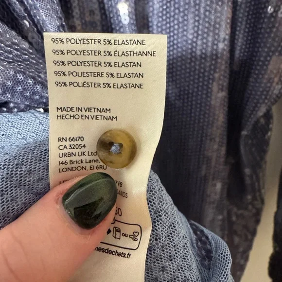 Pilcro Shimmering Sequin Blouse - Silver Blue, medium - Picture 8 of 8